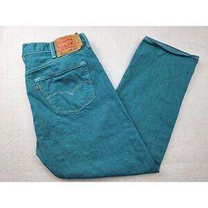 2017 Levi's 501 Coral Blue Men's Denim Jean Pants Shrink To Fit 42x32 Buttonfly‎